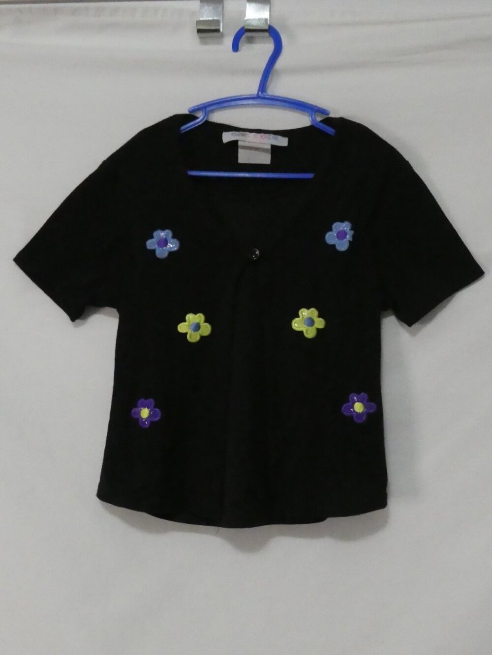 Vintage 90s GIRL CODE Made In The USA Cropped Short Sleeve Cardigan - medium